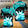 BlueJose Bowling & Pins Flaming Striking Gray Black Geometric Customized Name, Team Name 3D Shirt (4 Colors)
