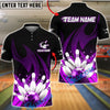 BlueJose Bowling & Pins Flame Fire & Marble Ball Art Customized Name, Team Name 3D Shirt (4 Colors)