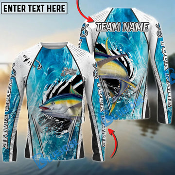 Bluejose Tuna Fishing Dynamic Water Splash Design Custom Name & Team Name 3D Shirts