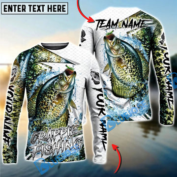 Bluejose Crappie Fishing Dynamic Splash Skin Net Art Custom Name & Team Name 3D Shirts