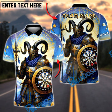 BlueJose Darts Viking Ram Knight Dartboard Guardian Personalized Name, Team Name Unisex Shirt (4 Colors)