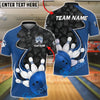 BlueJose Bowling & Pins Ball Strike Curved Graphic Pattern Customized Name, Team Name 3D Shirt (4 Colors)