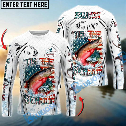 Bluejose Salmon Fishing Aggressive Splash Design Custom Name & Team Name 3D Shirts