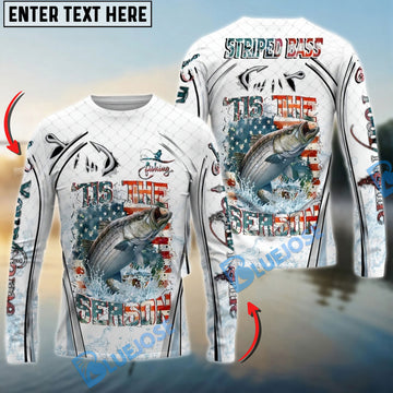 Bluejose Striped Bass Fishing Aggressive Splash Design Custom Name & Team Name 3D Shirts