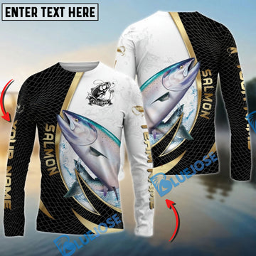 Bluejose Salmon Fishing Gold Black Net Dynamic Jump Custom Name & Team Name 3D Shirts