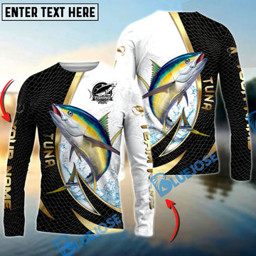 Bluejose Tuna Fishing Gold Black Net Dynamic Jump Custom Name & Team Name 3D Shirts