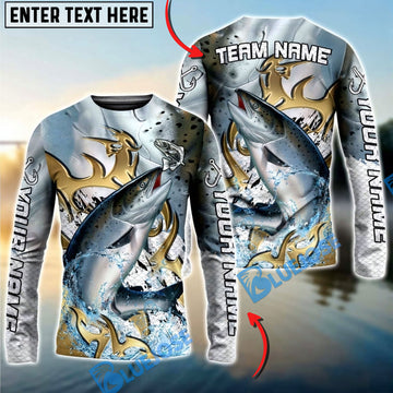Bluejose Chinook Fishing Trophy Power Splash Art Custom Name & Team Name 3D Shirts