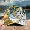 BlueJose Fishing Scale Pattern Gold Accent Water Splash Personalized Cap (13 Breeds)