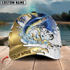 BlueJose Fishing Scale Pattern Gold Accent Water Splash Personalized Cap (13 Breeds)