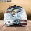 BlueJose Fishing Jump Action American Flag Water Splash Art Personalized Cap (12 Breeds)