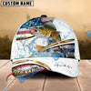 BlueJose Fishing Power Strike Vintage American Flag Design Personalized Cap (12 Breeds)