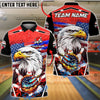 BlueJose Bowling & Pins Patriotic Eagle Flaming Strike Customized Name, Team Name 3D Shirt (4 Colors)