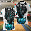 BlueJose Bowling & Pins Fierce Wolf Lava Customized Name, Team Name 3D Shirt (4 Colors)