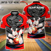 BlueJose Bowling & Pins Strike Glossy Pins Motion Art Customized Name, Team Name 3D Shirt (4 Colors)