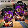 BlueJose Bowling & Pins Fire Dragon Legendary Strike Customized Name, Team Name 3D Shirt (4 Colors)