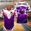 BlueJose Bowling & Pins Electric Bowling Ball Lightning Strike Design Customized Name, Team Name 3D Shirt (4 Colors)