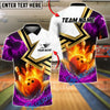 BlueJose Bowling And Pins Fire and Lightning Customized Name, Team Name 3D Shirt (4 Colors)