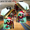 BlueJose Bowling And Pins Lights Snow Christmas Strike Customized Name, Team Name 3D Shirt (4 Colors)