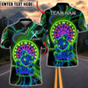 BlueJose Darts Neon Smiling Bear Dartboard Glow Style Multicolor Options Personalized Name Shirt (4 Colors)