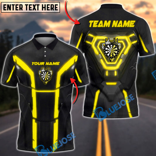 BlueJose Darts Cyber Dartboard Armor Neon Panels Personalized Name, Team Name Unisex Shirt (6 Colors)