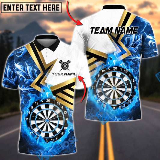 BlueJose Darts Flaming Dartboard Blaze Multicolor Options Personalized Name Shirt (4 Colors)