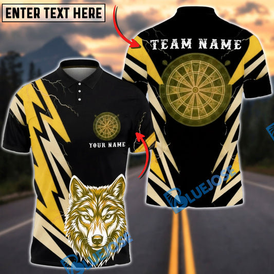BlueJose Darts Lightning Wolf Head Graphic Personalized Name, Team Name Unisex Shirt (6 Colors)