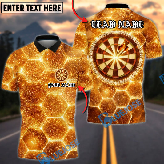 BlueJose Darts Golden Honeycomb Dartboard Personalized Name Shirt