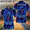 BlueJose Bowling & Pins Cyber Neon Bowling Graffiti Style Customized Name, Team Name 3D Shirt (4 Colors)