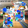 BlueJose Bowling & Pins American Skull Graffiti Bowling Style Customized Name, Team Name 3D Shirt (4 Colors)