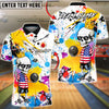 BlueJose Bowling & Pins American Skull Graffiti Bowling Style Customized Name, Team Name 3D Shirt (4 Colors)
