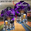 BlueJose Bowling & Pins King Skull Royal Pub Style Customized Name, Team Name 3D Shirt (4 Colors)