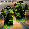 BlueJose Bowling & Pins Black Gold Flame Splash League Style Customized Name, Team Name 3D Shirt (6 Colors)
