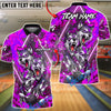 BlueJose Bowling & Pins Triple Wolf Fire Strike Neon Fantasy Style Customized Name, Team Name 3D Shirt (4 Colors)