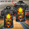 BlueJose Bowling & Pins Toxic Flame Dark Smoke Customized Name, Team Name 3D Shirt (4 Colors)