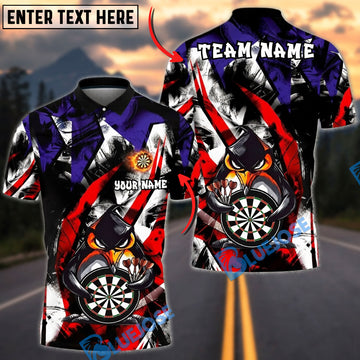 BlueJose Darts Angry Penguin Dartboard Hunter Dark Graphic Powerful Style Personalized Name, Team Name Unisex Shirt (4 Colors)