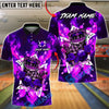 BlueJose Bowling & Pins Royal Flame Skull King Card Art Customized Name, Team Name 3D Shirt (4 Colors)