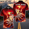 BlueJose Darts Dartboard Flaming Phoenix Style Personalized Name, Team Name Unisex Shirt (4 Colors)
