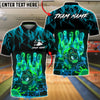 BlueJose Bowling & Pins Neon Cyber Electric Art Customized Name, Team Name 3D Shirt (4 Colors)