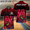 BlueJose Bowling & Pins Neon Cyber Electric Art Customized Name, Team Name 3D Shirt (4 Colors)