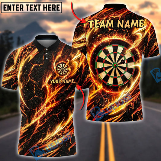 BlueJose Darts Blazing Firestorm Cool Bullseye Personalized Name, Team Name Unisex Shirt (4 Colors)