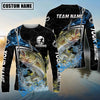 Bluejose Fishing Black Blue Wave Scale Pattern Custom Name & Team Name 3D Shirts (12 Breeds)