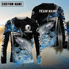 Bluejose Fishing Black Blue Wave Scale Pattern Custom Name & Team Name 3D Shirts (12 Breeds)
