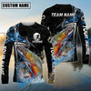 Bluejose Fishing Black Blue Wave Scale Pattern Custom Name & Team Name 3D Shirts (12 Breeds)