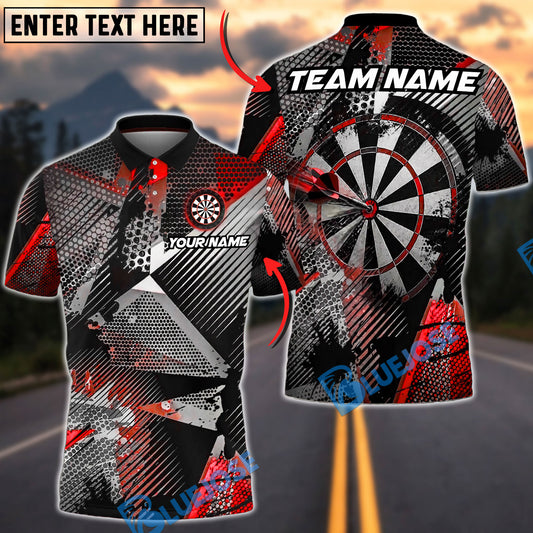 BlueJose Darts Honeycomb Geometric Grunge Dartboard Personalized Name, Team Name Unisex Shirt (4 Colors)