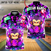 BlueJose Bowling & Pins Graffiti Monkey Fire Ball Street Art Customized Name, Team Name 3D Shirt (4 Colors)