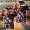 BlueJose Bowling & Pins Lion Power Strike Golden Black Customized Name, Team Name 3D Shirt (6 Colors)