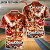 BlueJose Bowling And Pins Funny Graphic Space Monkey Lightning Explosion Customized Name, Team Name 3D Shirt (6 Colors)