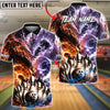 BlueJose Bowling And Pins  Fire Ice Dragon Strike Fantasy Customized Name, Team Name 3D Shirt (4 Colors)