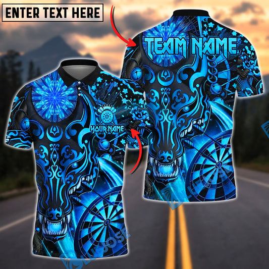 BlueJose Darts Golden Wolf Dartboard Glow Personalized Name, Team Name Shirt (6 Colors)