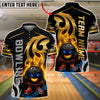 BlueJose Bowling And Pins King Pins Flame Premium Customized Name, Team Name 3D Shirt (4 Colors)
